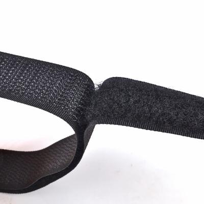 China Soft Thin Black Hook And Loop Tape Shape With 25MM Width for sale