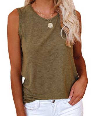 China Anti-pilling Ladies Casual Tops Plain Solid Color Cotton Tank Tops Women Sleeveless Shirts for sale