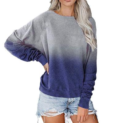 China Hooded Long Sleeve Tie Dye Soft/Breathable Wholesale Raglan Shirts Round Neck Casual Loose Women Sweatshirts for sale