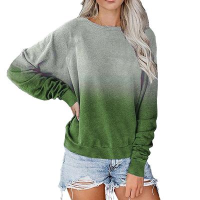 China Long Hood Sleeve Tie Dye Soft/Breathable Viable Neck Raglan Shirts Tops Women's Casual Loose Sweatshirts Wholesale for sale