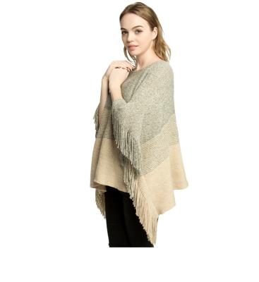 China New Fashion Soft Women's Thick Warm Knitted Women's Round Neck Sweater Poncho for sale