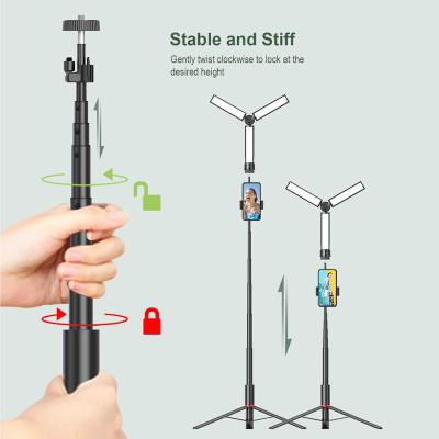 China Foldable Wireless Remote Selfie Stick High Quality Selfie Tripod with Phone Clip for Live Stream Video Shoot Vlog Compatible IOS Android for sale