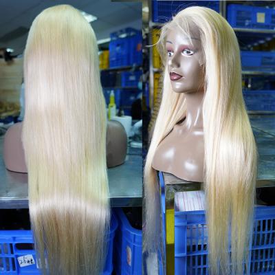 China Deep Curly Burmese Curly Wavy Lace Frontal Closure Body Wave 613 Blonde Color 13X6 Film Wig for sale