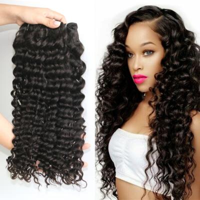 China 100% Virgin Hair Bundles Deep Wavy Natural Black Color No Chemicals No Deep Wave Synthetic Brazilian Remy Human Hair Extension 100% for sale