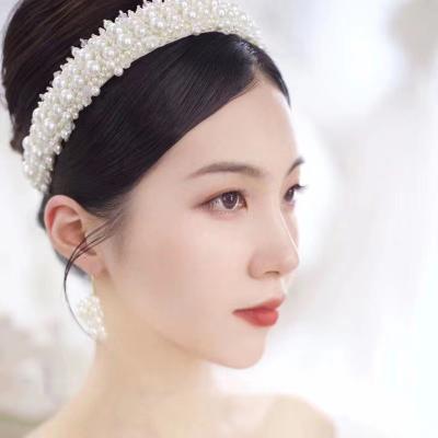 China 2022 Fashion WEDDING CUSTOM HIGH QUALITY LARGE HANDMADE PEARL HEADBAND LUXURY BAROQUE PEARL HEADBAND FOR BRIDE for sale