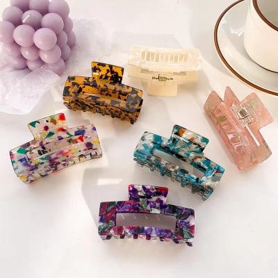 China Women's Hair Ornaments 2.95 Inch French Design Square Acetate Hair Claw Clip Turtle Large Shell Strong Hold Hair Jaw Clips Accessories For Thick Hair for sale