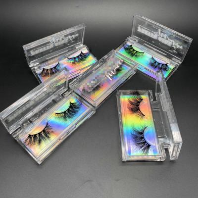 China Custom Materials Logo Holographic Eyelash Packaging Box Recycled Plastic Acrylic Eyelash Packaging Box for sale