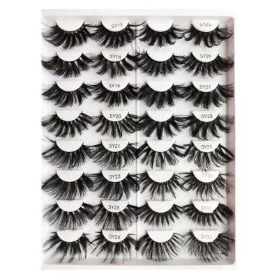 China Handmade False Mink Lashes Synthetic Lashes 3D 5D False Eyelash 100% Fluffy Thick Soft Natural Wholesale 25mm for sale