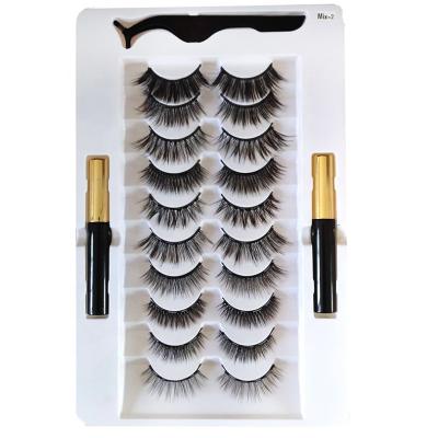 China Hot-selling styles magnetic eyelashes eyeliner seller free packing boxes multi pairs 10 pairs magnetic eyelashes set for sale