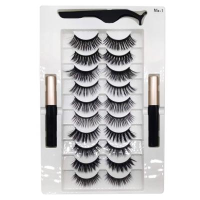 China Hot-selling Reusable Handmade Natural Synthetic Eyelash Magnetic Eyeliner 5 Styles Magnetic Eyeliner Set Of 10 Magnets Eyelashes for sale