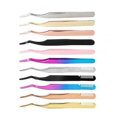 China Eyelash Makeup Beauty Tools Lash Applicator Stainless Steel Custom Logo False Eyelash Applicator Tweezers Tool for sale