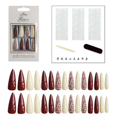 China Ballerina Laser Gradient Long Design False Nails High Quality Handmade Luxury Nail Design Press On Fake Nails for sale