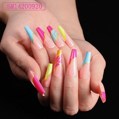 China Wholesale High Quality Design Various Fake Nails Press On Nails New Fashion Artificial Fake Nails Coffin Ballerina for sale