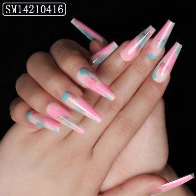 China New Design Style OEM Nail Suppliers Salon Press On Fake Nails Wholesale Gradient Purple Coffin Other Nail Suppliers for sale