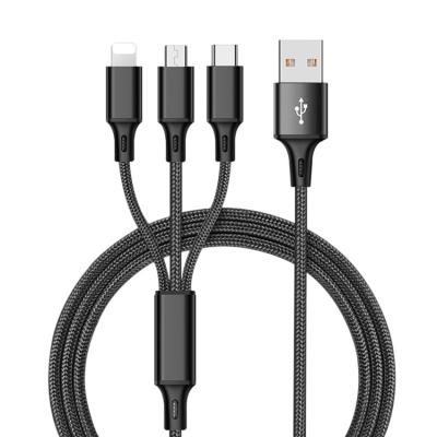 China For iPhone + Type C Phone + Micro-USB Phone High Quality Durable 3 in 1 USB Charging Cable Made in China Factory for sale