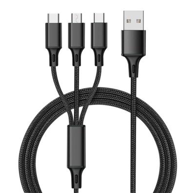 China For iPhone + Type C Phone + Micro-USB Phone Factory Price Micro USB Charging Cable 3 In 1 Multifunctional Charging Cable Manufacturer for sale