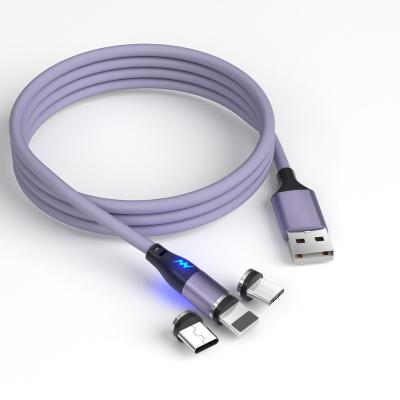 China For iPhone + Type C Phones + Micro-USB Phones New Arrival Soft Magnetic Band Cable 3 In 1 USB Charging Cable 3A Fast Charging Cable With Micro USB 8 Pin Type Connector VS for sale