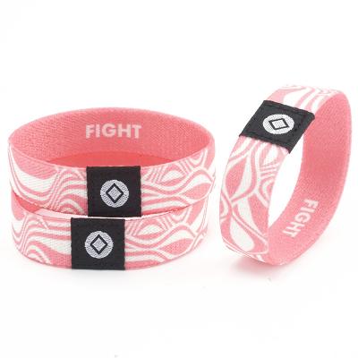 China Fashionable full color printed stong fabric 2.5cm stretch wide band elastic wristband with private logo label for sale