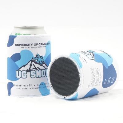 China Custom Waterproof Neoprene Insulated Beer Can Bottle Empty Sleeve Covers Stubby Holder Cooler With Stitched Cloth Edges for sale