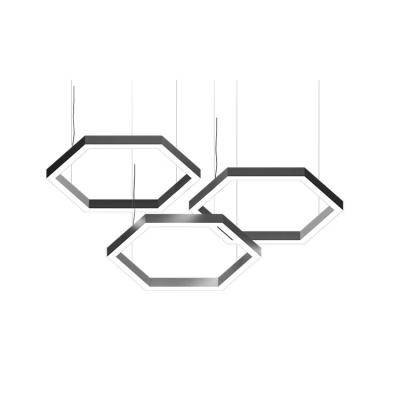 China Modern Led Hexagon Ceiling Pendant Lamps Decoration Aluminum Housing Hanging Home Chandelier Office Suspended LED Linear Light for sale