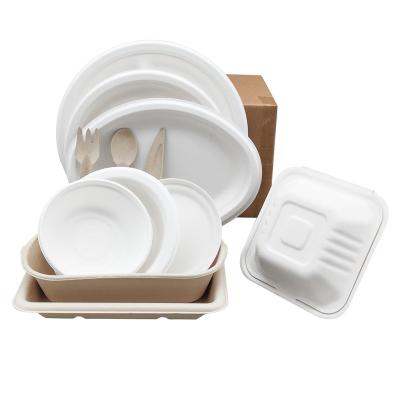 China disposable biodegradable sugar cane bagasse take out food packaging containers for food for sale