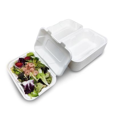 China Disposable Disposable Microwave Safe Eco Leakproof Bagasse Take Out Food Containers Biodegradable Lunch Box for sale