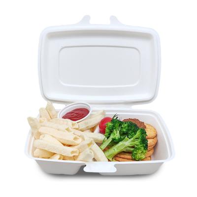 China Disposable Biodegradable Compostable Food Container Bagasse Pulp Lunch Box for sale