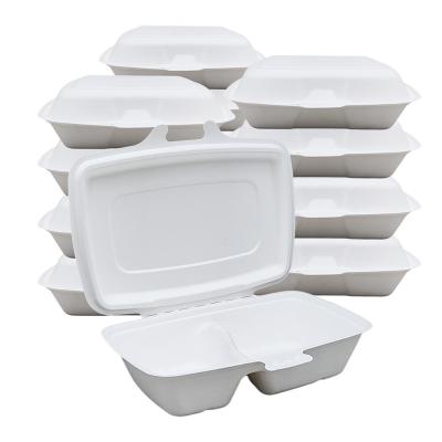 China Compostable And Biodegradable Lunch Takeout Food Paper Box Disposable Cream Packaging Sugar Cane Packaging for sale