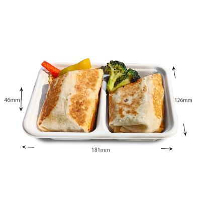 China Disposable and Biodegradable Tableware Clamshell Box Hot Dog Sandwich Bagasse Pulp Box for sale