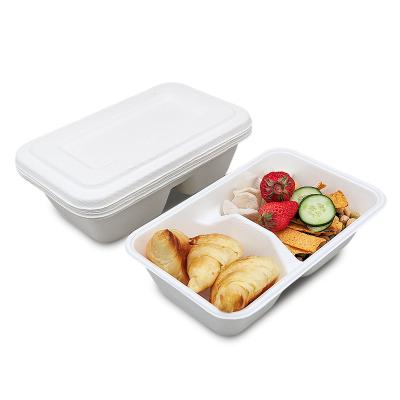 China Biodegradable Compostable Sugar Cane Hamburger Disposable Food Bagasse Lunch Box for sale