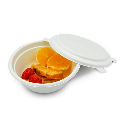 China Heat Resistant Disposable Sugarcane Fiber Pulp Bowl With Lid Biodegradable Pulp Bowl For Food Service for sale