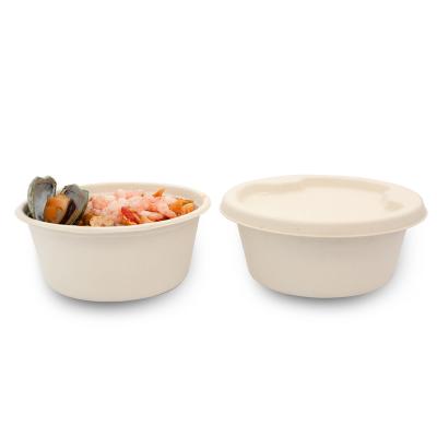 China 100% Eco-Friendly Eco-friendly RoundPaper Disposable Food Packaging Biodegradable Cup Bowl Disposable Salad Bowl With LID for sale