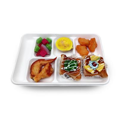 China Disposable Eco-friendly Biodegradable Bagasse Lunch Tray With Lid Compostable Food Packaging for sale