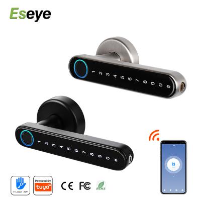 China WiFi Digital Keyless Eseye Tuya TTT Home Office Apartments Hotel Door Lock Smart Biometric Fingerprint Door Handle for sale