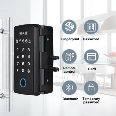 China 200 Auto Biometric Fingerprint Smart Glass Frameless Sliding Electric Door Lock for sale