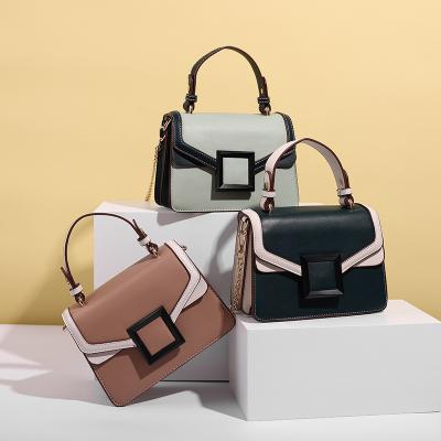 China Fashion 2022 spring and summer color square bag new fashion chain fashionable contrast women's small minimalist handbag for sale