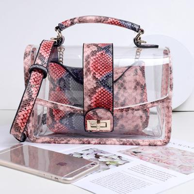 China Other Fashionable New Snake Pattern Transparent Bag Fashion Cross - Bag Custom Clear Logo Ladies Purses And Handbags Body PVC Purse For Women for sale