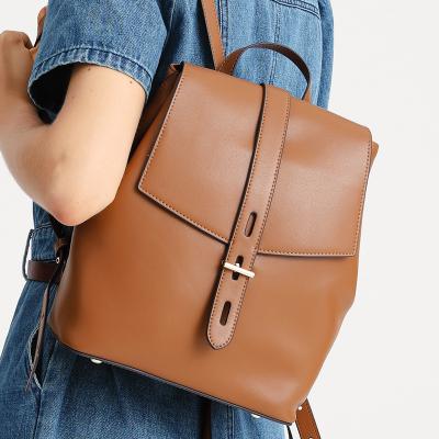 China Portable Genuine Leather Backpacks For Women 2022 Niche Design Travel Lady Bags Luxury Korean Lightweight Backpack Bags For Women School for sale