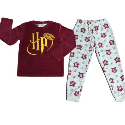 China 2021 new girl thermal cartoon velvet pajamas long sleeves and long pants with nice applique and embroidery in cheaper wholesale price for sale