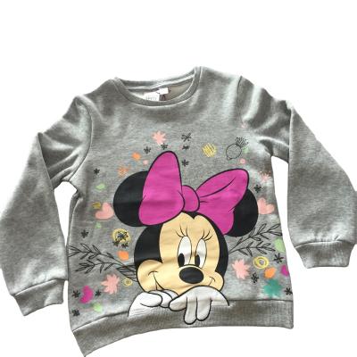 China Hot Selling Lovely Girl's Anti-pilling Pullover Sweatshirt Long Sleeves With Lovely Cartoon Printing Applique In Warm Cotton Brushed Fleece for sale