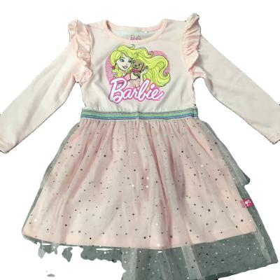 China 2021 hot sale little girl anti-static costume long sleeves with shiny tutu and lovely cartoon print in organic cotton tank top for sale