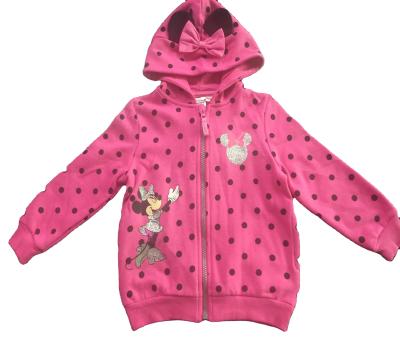 China New QUICK DRY Girl's Stylish Casual Hoodie Jacket Zipper Up Cardigan Sweat Jacket Bow Tied On On Hood Shiny Glitter Cartoon Print for sale