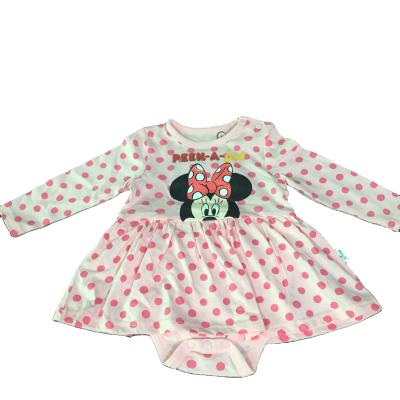 China New Baby Toddler Girl's Breathable Body Skirt 2 in Long Sleeves 1 with Lovely Cartoon Print Design in Softer Organic Cotton Interlocking for sale