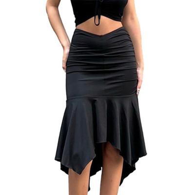 China OEM YINGJIA Asymmetry Hem Anti-Static Women's Skirt Casual Casual Outfits For Women Midi Skirt for sale