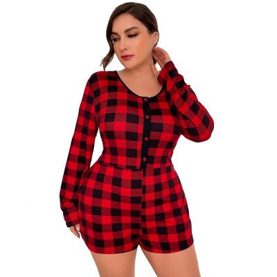 China Foreign trade home body clothes fat millimeter summer European anti-static large size female red long sleeve short pajamas set wholesale for sale