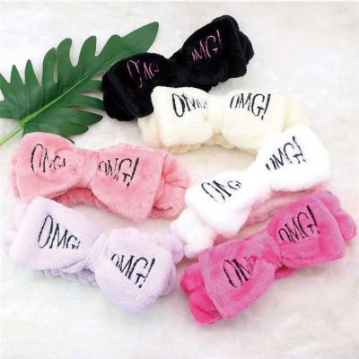 China Popular coral velvet bow tie hair band for ladies with wide loose edges wash and make up hot sale hair band hair accessories for sale