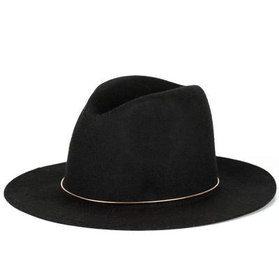 China Hot Sale Autumn Winter Striped Top Hat Ladies Trend Hat Gold Ring Button Jazz Hat for sale