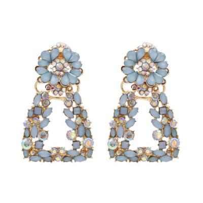 China Europe and America creative European and American exaggerated geometric alloy earrings with diamond setting for sale