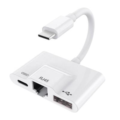 China Adapter USB C OTG Adapter PD USB Ethernet OTG Card Reader Connect Ethernet Rj45 Adapter Type C Ethernet To RJ45 Adapter For iPad Pro For iPad Google for sale