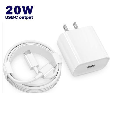 China Palladium Fast Charger+Cable for iPhone EU/US/UK Mobile Phone Portable Fast Charger for iPhone 11 Palladium 20W USB Type C Travel Charger for Apple Charger Cable for sale